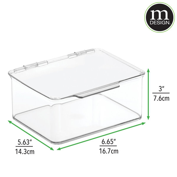 Mdesign Plastic Stackable Square Storage Bin With Secure Lid Clear